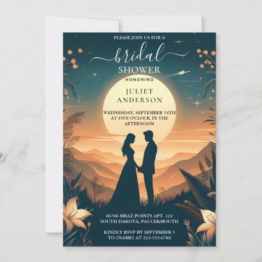 Night Sunset Moon Cloud Twilight Brautparty Einladung (Vorderseite)