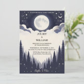 Night Sunset Stars Moon Cloud Twilight Wedding Einladung (Stehend Vorderseite)