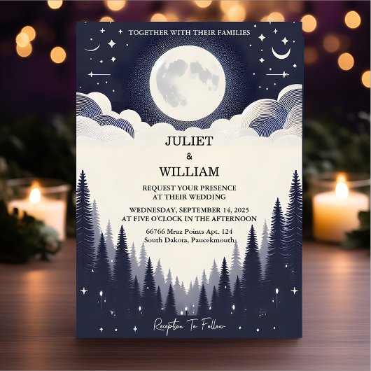 Night Sunset Stars Moon Cloud Twilight Wedding Einladung