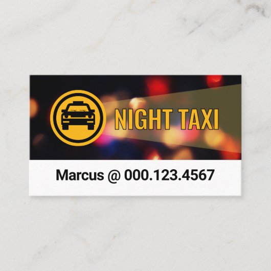 Night Taxi Service City Lights Visitenkarte (Vorderseite)