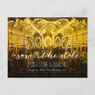 Night Time Merry Go Round Wedding Save the Date Ankündigungspostkarte
