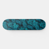 Night Tropical Aquamarin Palm Blätter Skateboard (Horizontal)