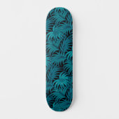 Night Tropical Aquamarin Palm Blätter Skateboard (Vorderseite)