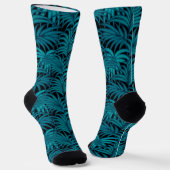 Night Tropical Aquamarin Palm Blätter Socken (Gewinkelt)