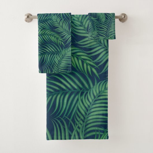 Night Tropical Palm Blätter Badhandtuch Set (Insitu)