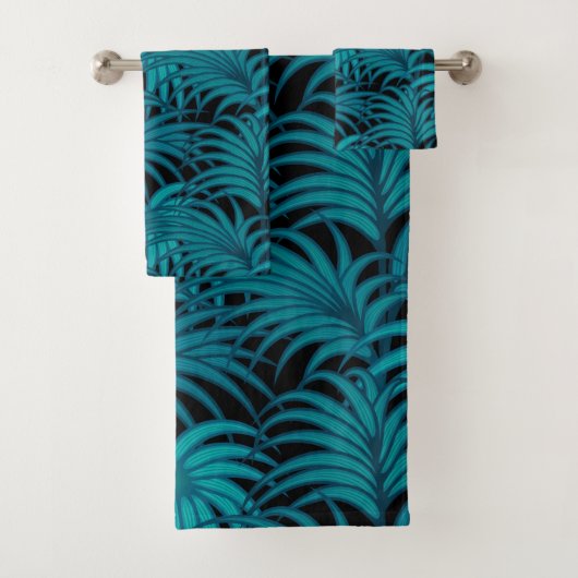 Night Tropical Palm Blätter Badhandtuch Set (Insitu)