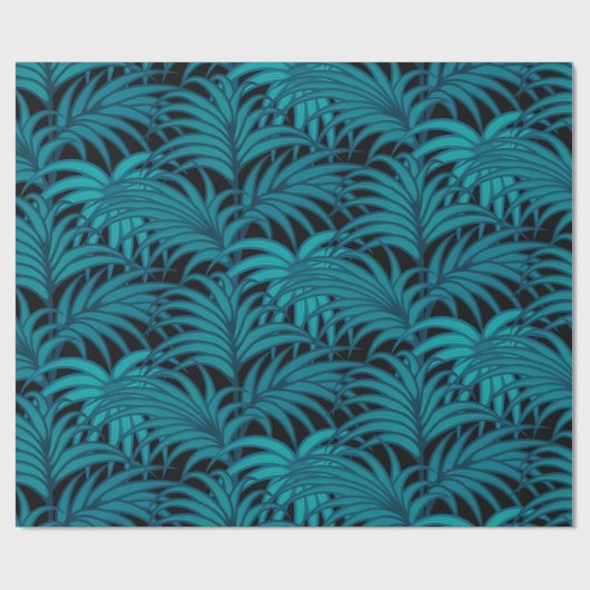 Night Tropical Palm Blätter Geschenkpapier (Flach)