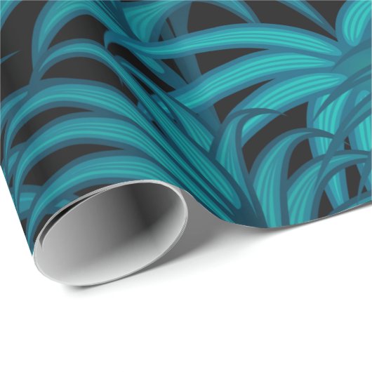 Night Tropical Palm Blätter Geschenkpapier (Rolleneckpunkt)