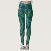 Night Tropical Palm Blätter Leggings (Vorderseite)
