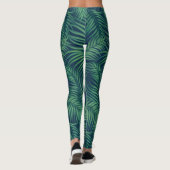 Night Tropical Palm Blätter Leggings (Rückseite)