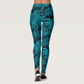 Night Tropical Palm Blätter Leggings (Rückseite)