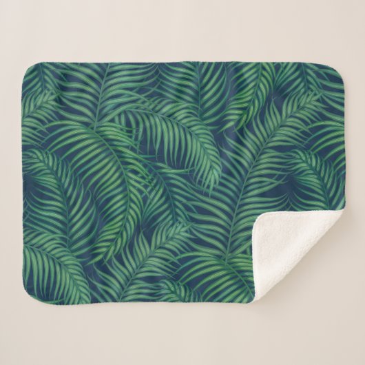 Night Tropical Palm Blätter Sherpadecke (Vorderseite (Horizontal))