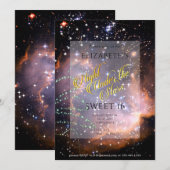 Night Under the Stars Sweet 16 Lila OrangeGalaxy Einladung (Vorne/Hinten)