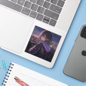 Night view | 東京娘 GenerartiveAI シール Aufkleber (Laptop mit iPhone)