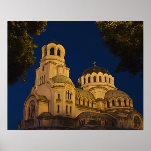 Night view mit Alexander Nevski Kathedrale Poster (Vorne)