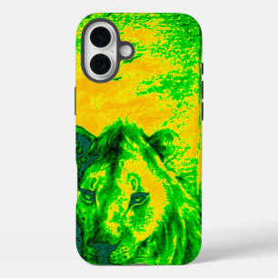 Night Vision Lion Art Fluorescent Print iPhone 16 Plus Hülle