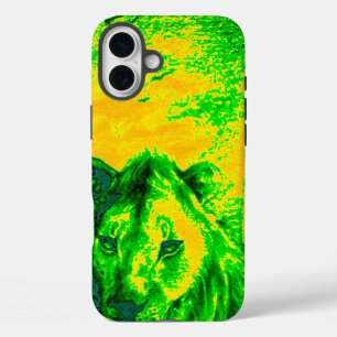Night Vision Lion Art Fluorescent Print iPhone 16 Plus Hülle