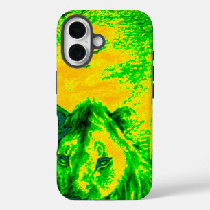 Night Vision Lion Art Fluorescent Print iPhone 16 Hülle