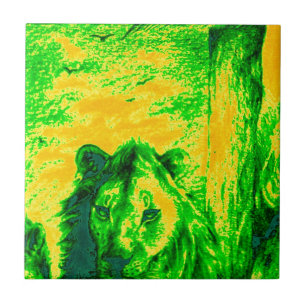 Night Vision Lion Art Fluorescent Print Fliese