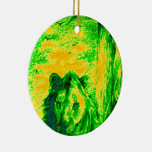 Night Vision Lion Art Fluorescent Print Keramik Ornament (Rechts)