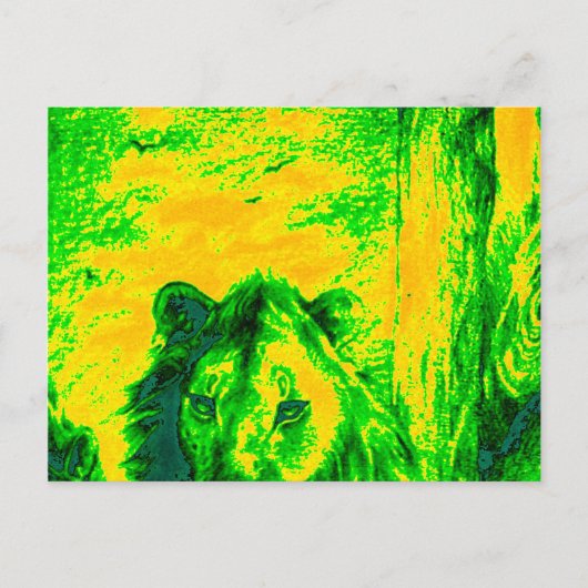 Night Vision Lion Art Fluorescent Print Postkarte (Vorderseite)