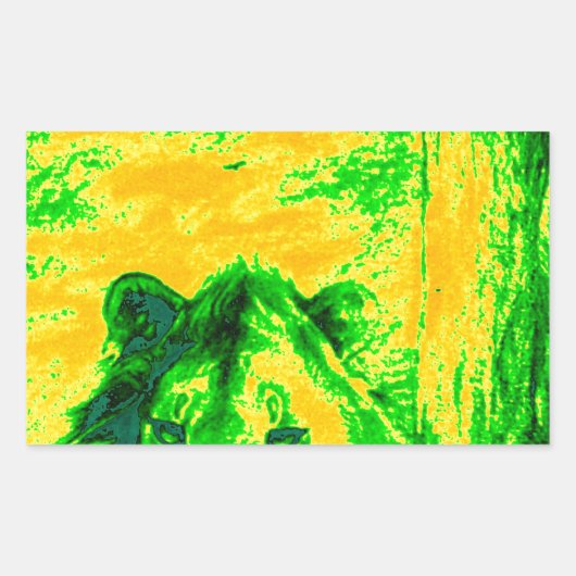 Night Vision Lion Art Fluorescent Print Rechteckiger Aufkleber (Vorderseite)