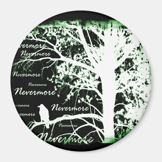 Night Vision Nevermore Raven Silhouette Magnet (Vorne)