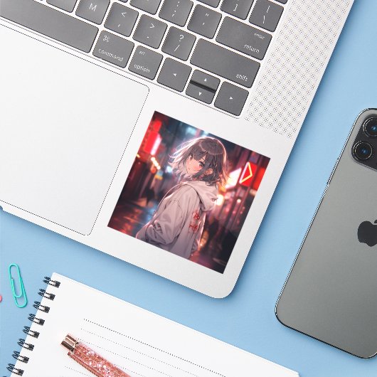 Night walk aufkleber (Laptop mit iPhone)