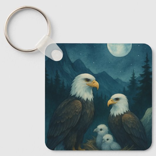 Night Watch - Adlerfamilie unter den Sternen Schlüsselanhänger (Vorderseite)