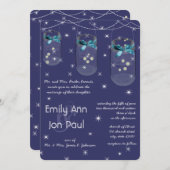 Night Wedding Navy Aqua Gelbe Blume Mason Jar Einladung (Vorne/Hinten)