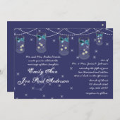 Night Wedding Navy Aqua Gelbe Blume Mason Jar Einladung (Vorne/Hinten)