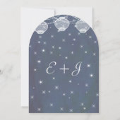 Night Wedding Navy & Silver Lanterns Stars Garland Einladung (Rückseite)