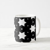 Night White Black Star Shape Pattern Kaffeetasse (VorderseiteRechts)