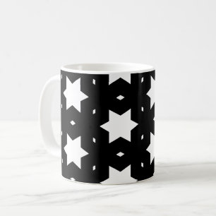 Night White Black Star Shape Pattern Kaffeetasse