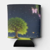 Night Willow Tree mit Schmetterlingen und Glühwürm Dosenkühler (Rückseite)