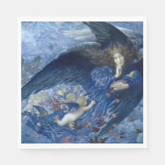 Night with her Train of Stars (Angel with Cherubs) Serviette (Vorderseite)