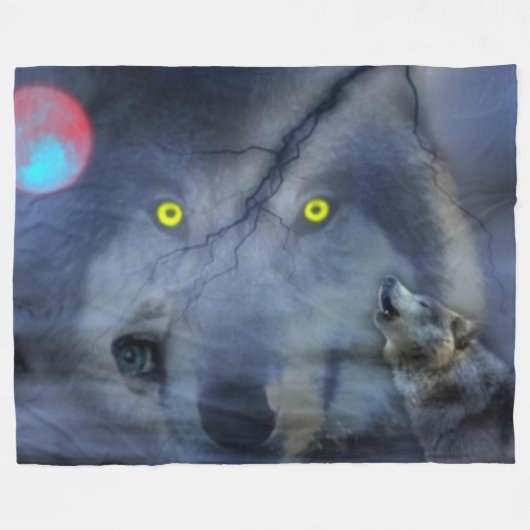 NIGHT WOLF FLEECEDECKE (Vorderseite (Horizontal))