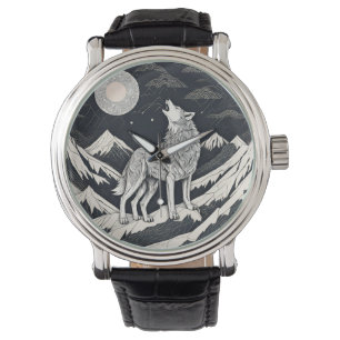 Night Wolf Howl - Mondlicht & Waldästhetik Armbanduhr