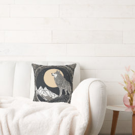 Night Wolf Howl - Mondlicht & Waldästhetik Kissen