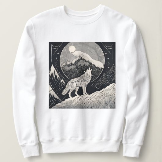 Night Wolf Howl - Mondlicht & Waldästhetik Sweatshirt (Design vorne)