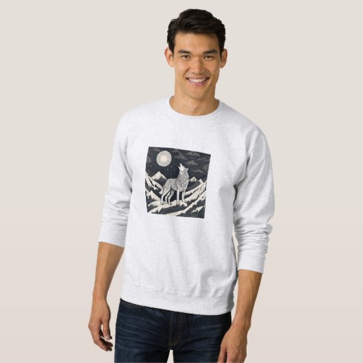 Night Wolf Howl - Mondlicht & Waldästhetik Sweatshirt (Vorne ganz)