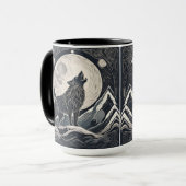 Night Wolf Howl - Mondlicht & Waldästhetik Tasse (Vorderseite Links)