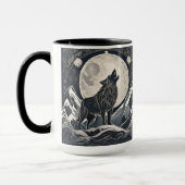 Night Wolf Howl - Mondlicht & Waldästhetik Tasse (Links)