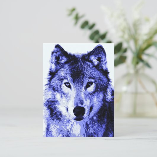 Night Wolf Postkarte (Stehend Vorderseite)