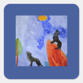 Night Wolves Magie Quadratischer Aufkleber (Vorderseite)