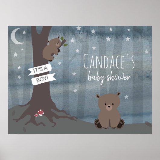Night Woodland Bear Baby Shooter Poster (Vorne)