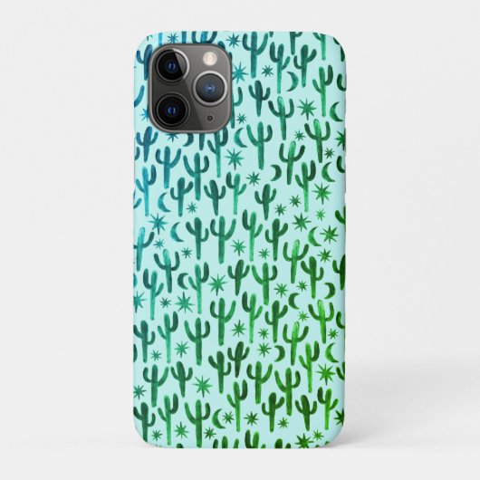 Night Wüste Fun Cactus Pattern Green Watercolor Case-Mate iPhone Hülle (Rückseite)