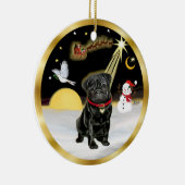 NightFlight- Schwarzer Mops (#13) Keramik Ornament (Rechts)