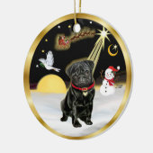 NightFlight- Schwarzer Mops (#13) Keramik Ornament (Links)