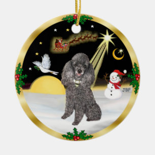 NightFlight- Silberner Zwerg- oder Toy-Pudel Keramikornament